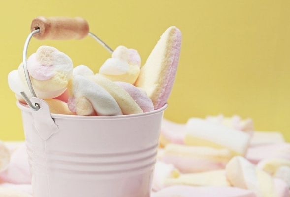 a bucket of marshmallows